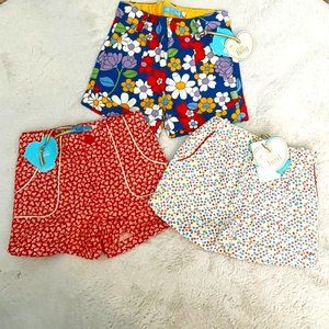NWT Little Bird Girls' Shorts Floral Retro Rainbow 3 Pair 9-12 months